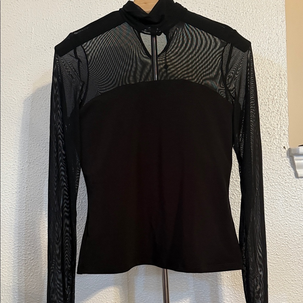 Cinq a Sept Womens Shantel Illusion Top Small Black - NWT
